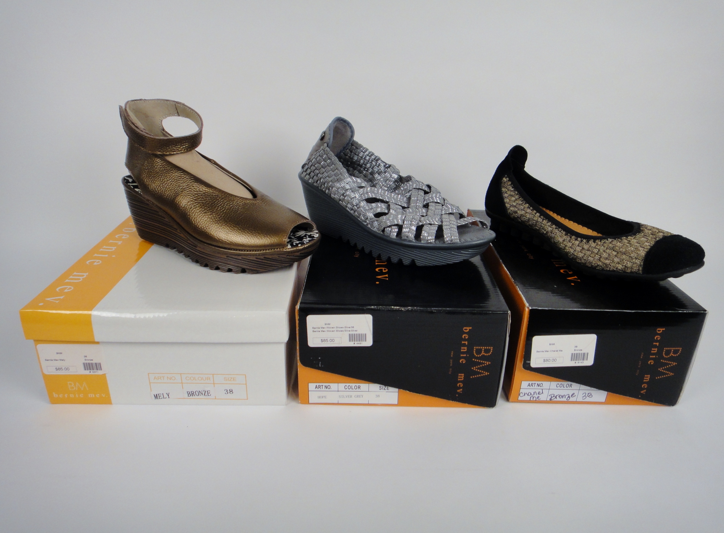 Three Pair of Lady's New Bernie Mev Shoes Size "7.5"