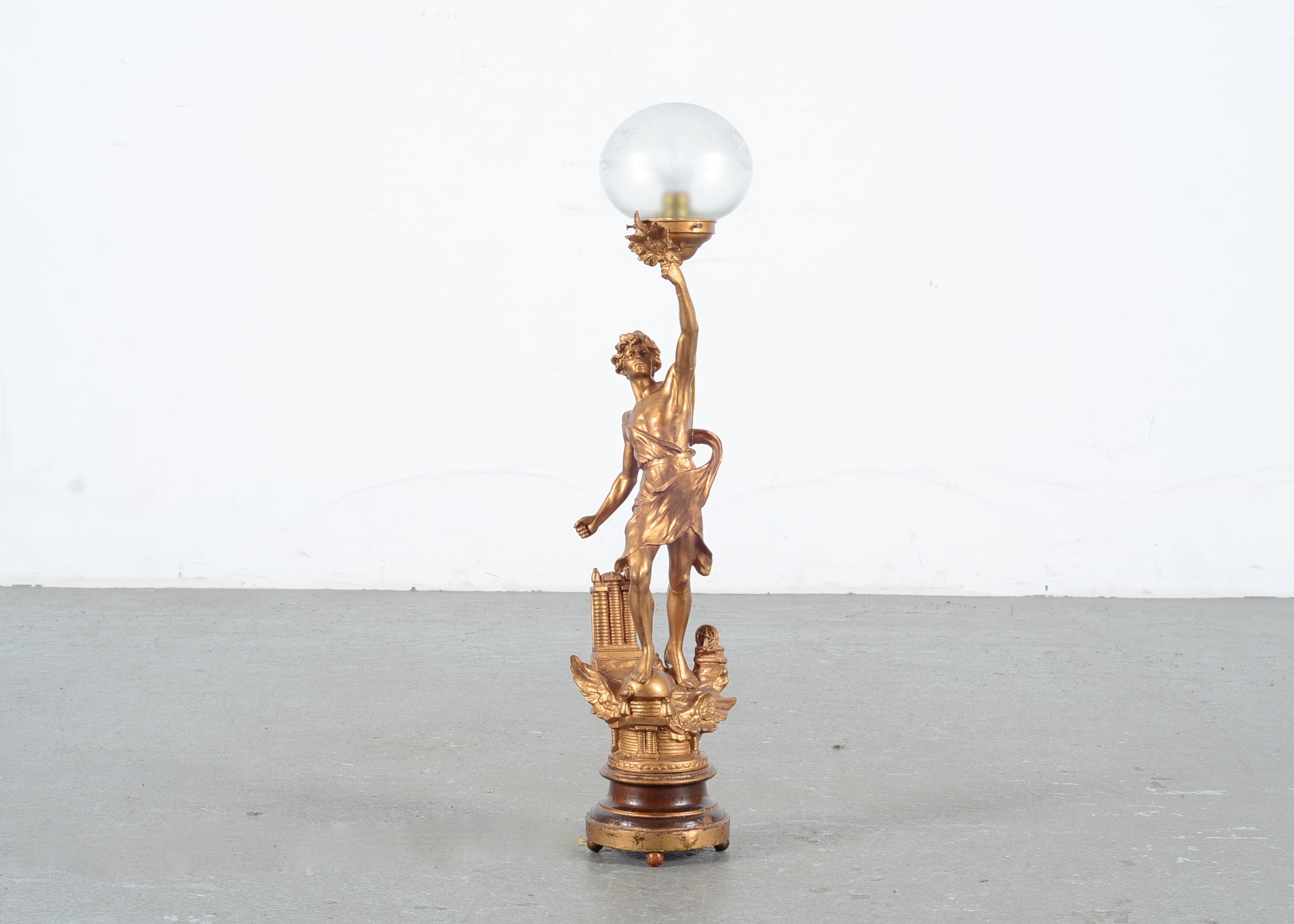 Neo-Grecian Figural Globe Lamp Statue