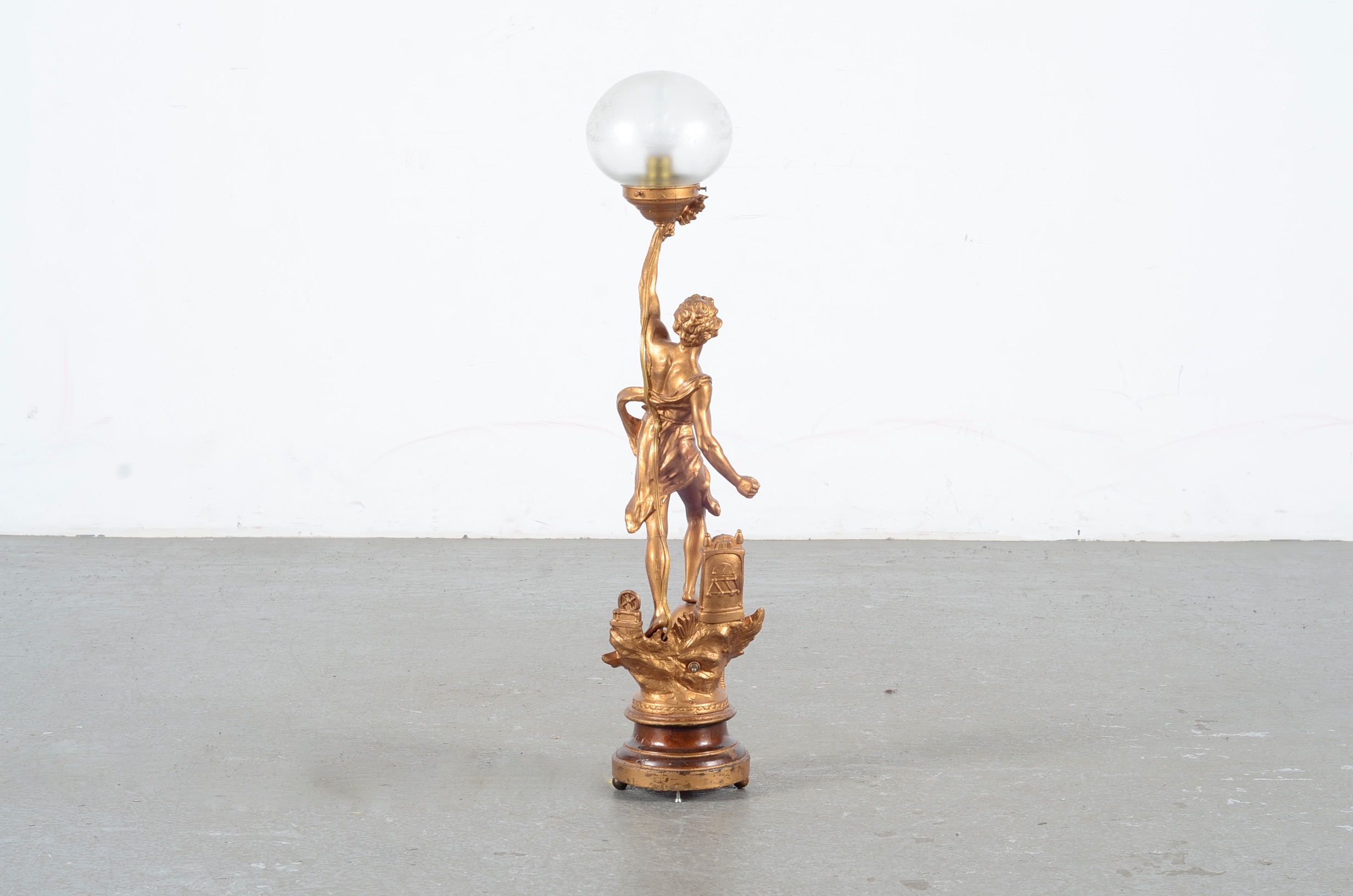 Neo-Grecian Figural Globe Lamp Statue