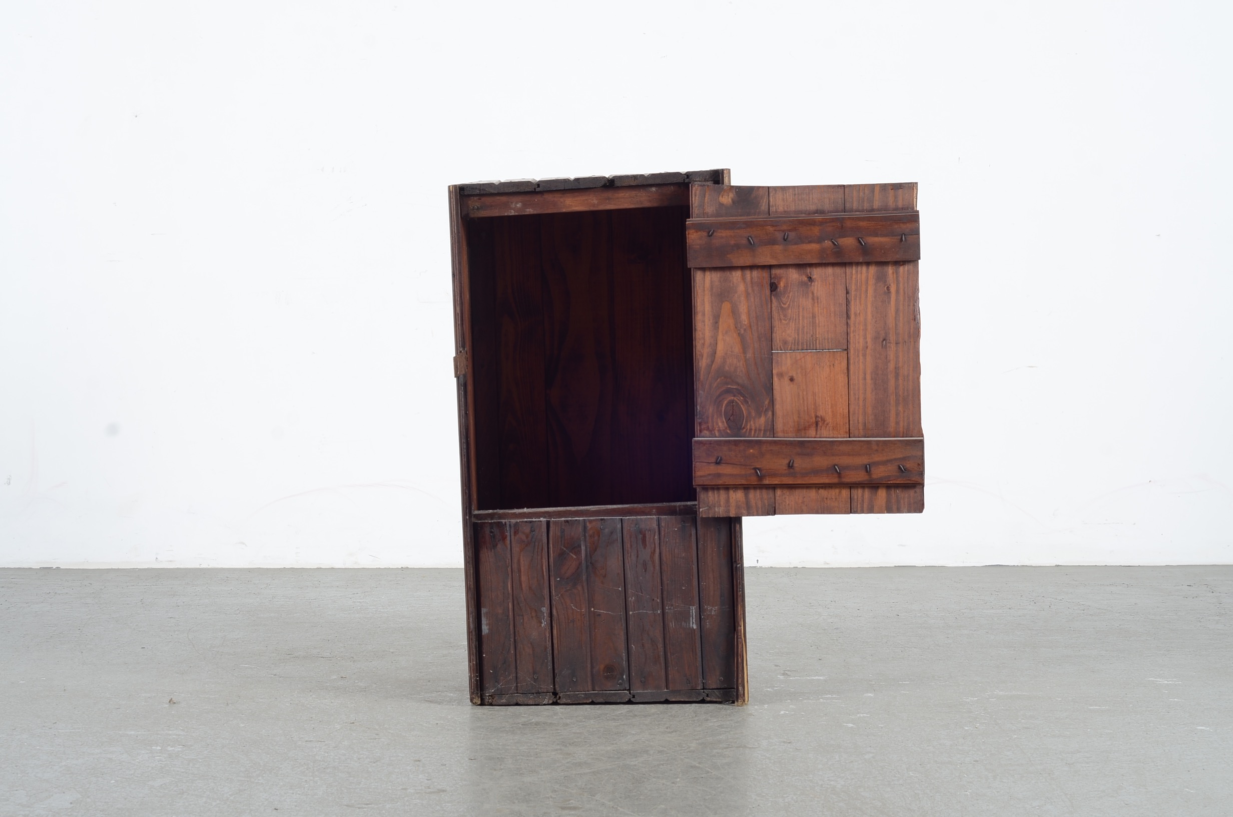 Pine Wood Slat Storage Cabinet