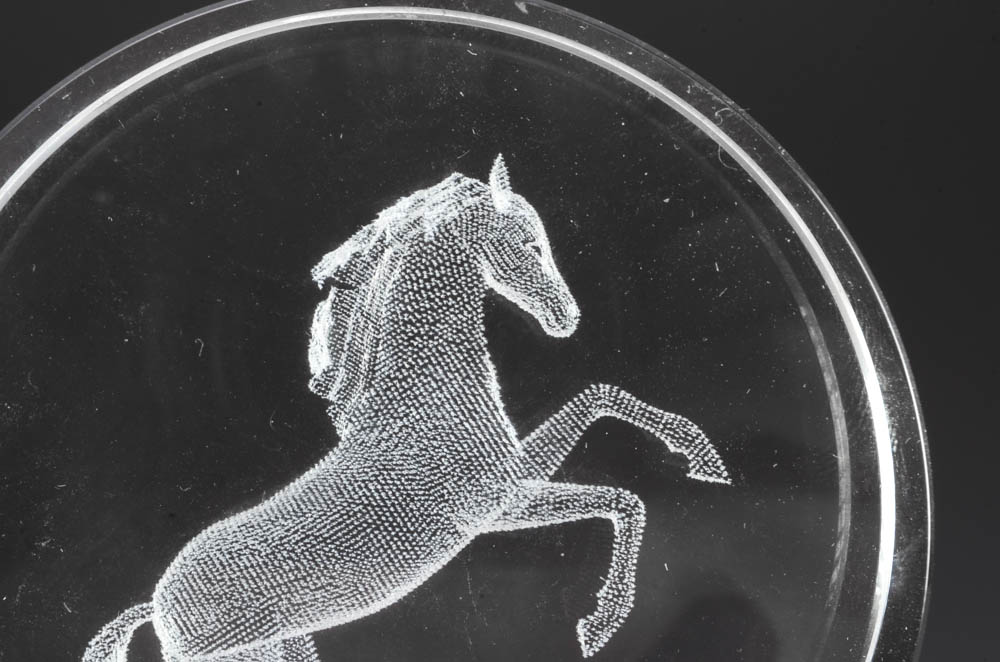 Mats Jonasson Crystal Horse and Latticed Horse Paperweight