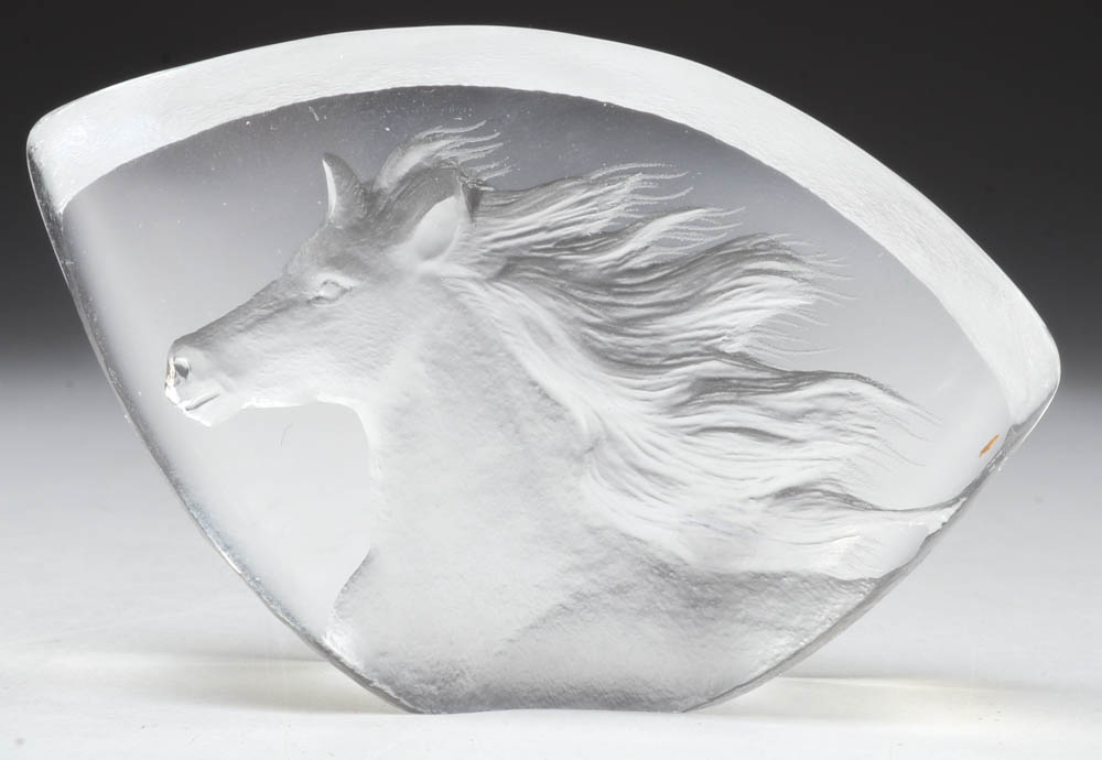 Mats Jonasson Crystal Horse and Latticed Horse Paperweight