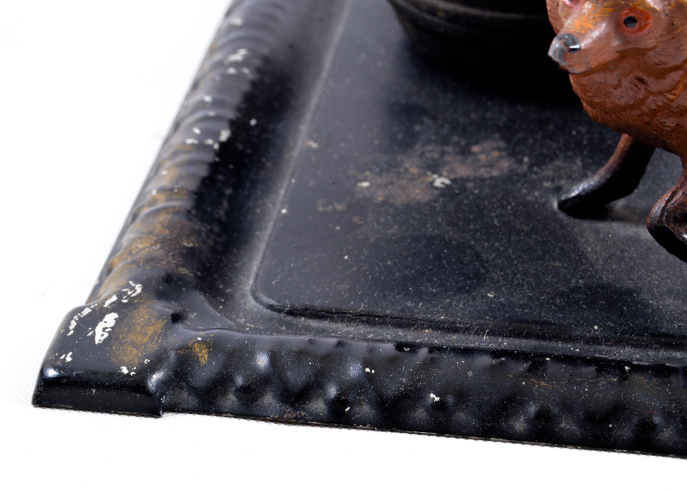 Tin and Wood Matchstick Holder with Fox