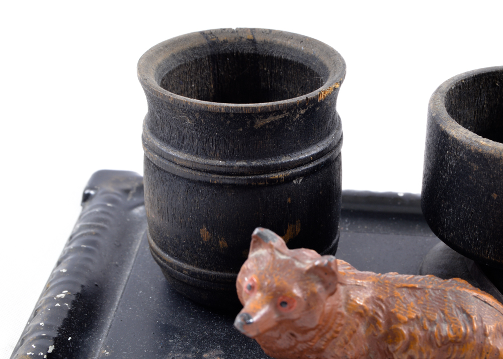 Tin and Wood Matchstick Holder with Fox