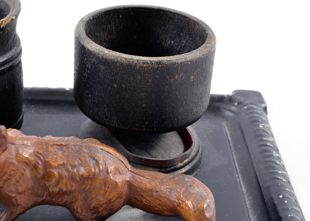 Tin and Wood Matchstick Holder with Fox