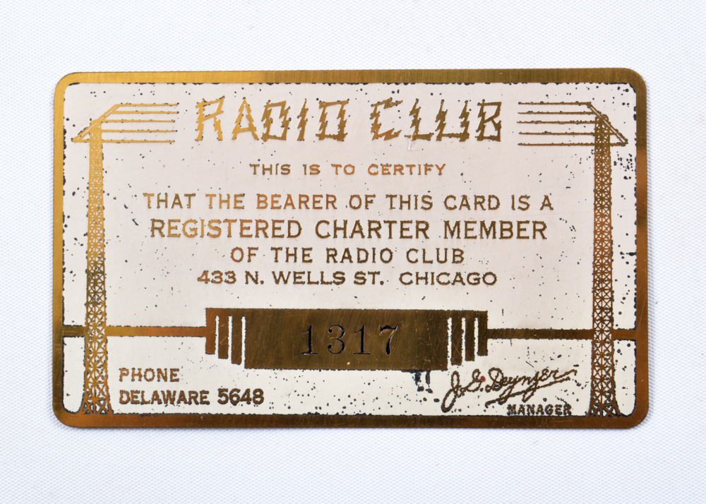 Vintage Radio Club Membership Card