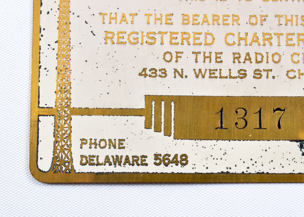 Vintage Radio Club Membership Card