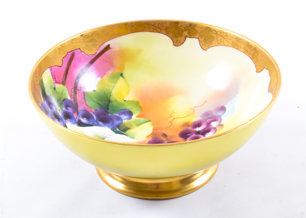 T&V Limoges France Hand-Painted Porcelain Bowl