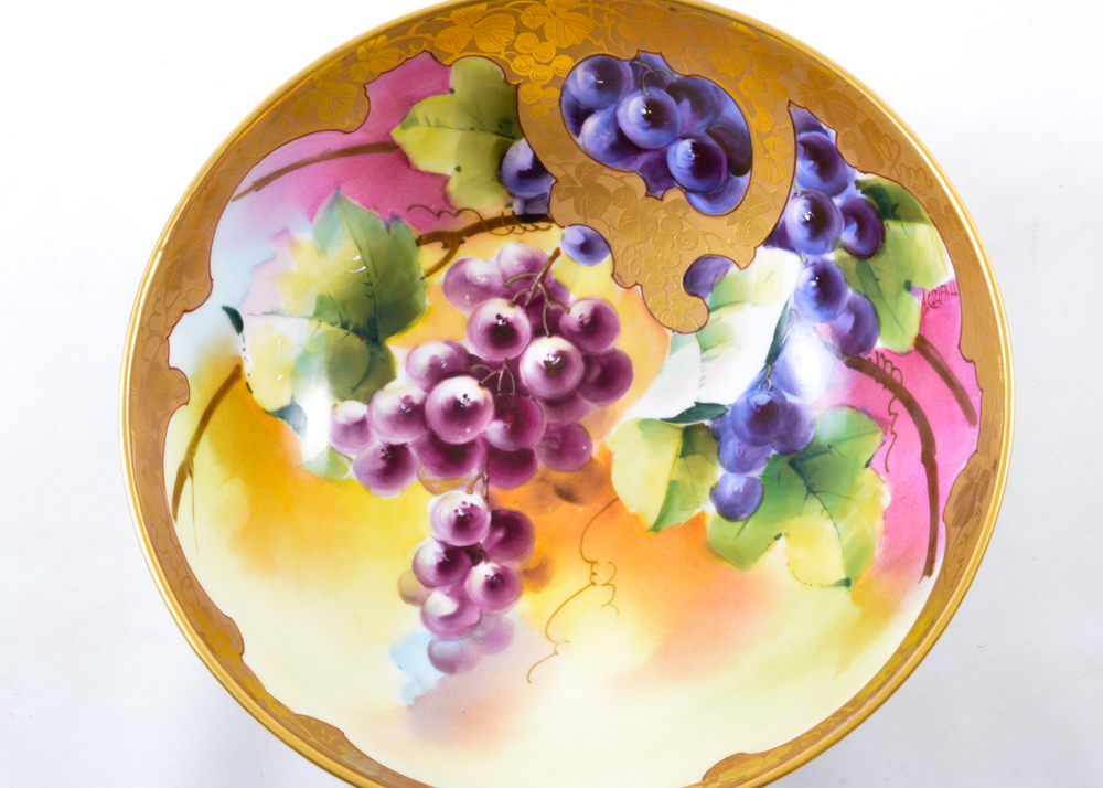 T&V Limoges France Hand-Painted Porcelain Bowl