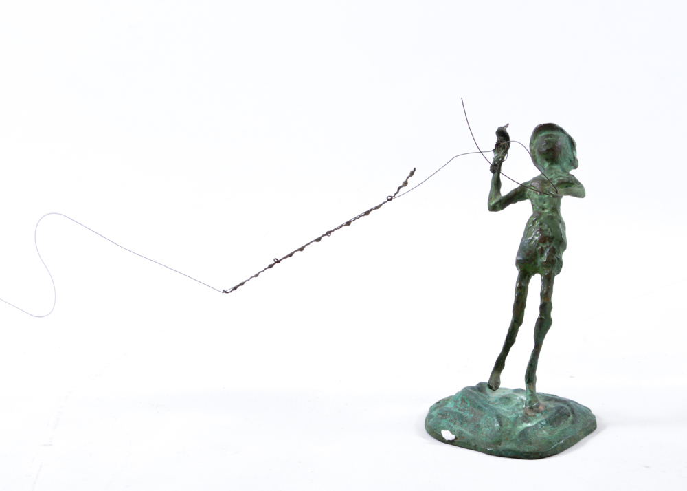 Cast Bronze Fly Fisherman Statuette