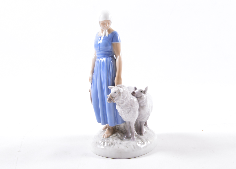 Bing and Grondahl Shepherdess with Sheep