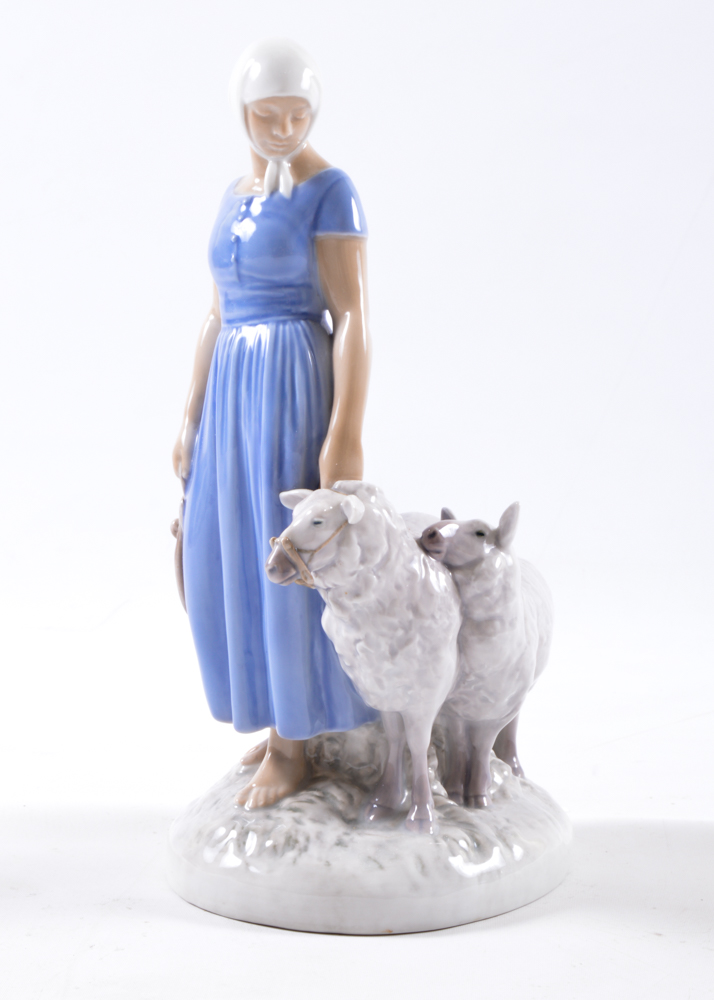 Bing and Grondahl Shepherdess with Sheep