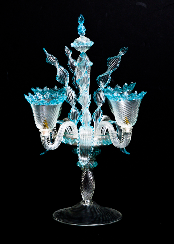 Venetian Glass Aquamarine Epergne