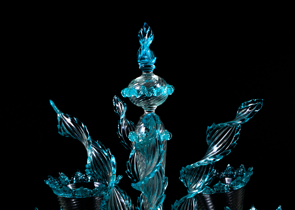 Venetian Glass Aquamarine Epergne