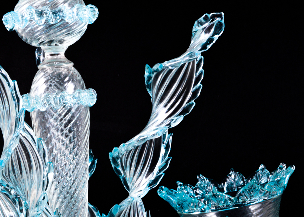 Venetian Glass Aquamarine Epergne