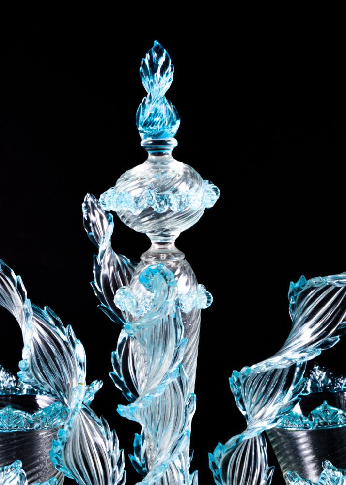 Venetian Glass Aquamarine Epergne