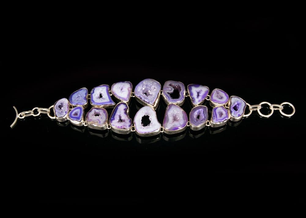 Sterling Silver Purple Agate Statement Bracelet