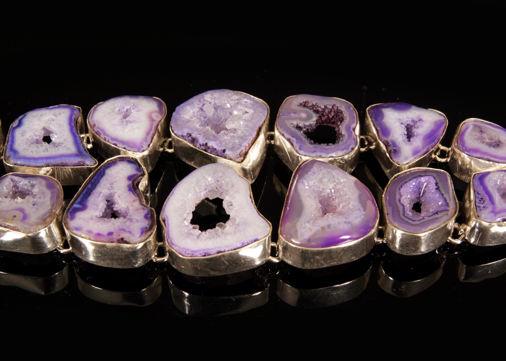 Sterling Silver Purple Agate Statement Bracelet