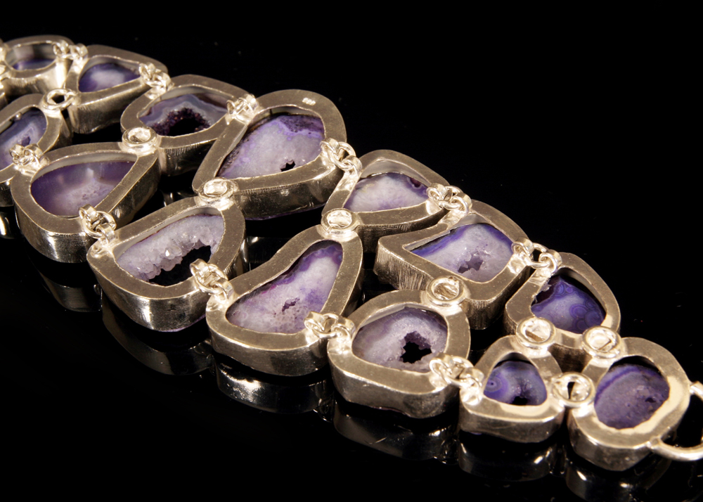Sterling Silver Purple Agate Statement Bracelet