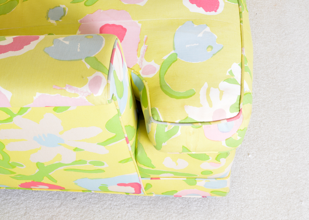 Chartreuse Floral Print Love Seat