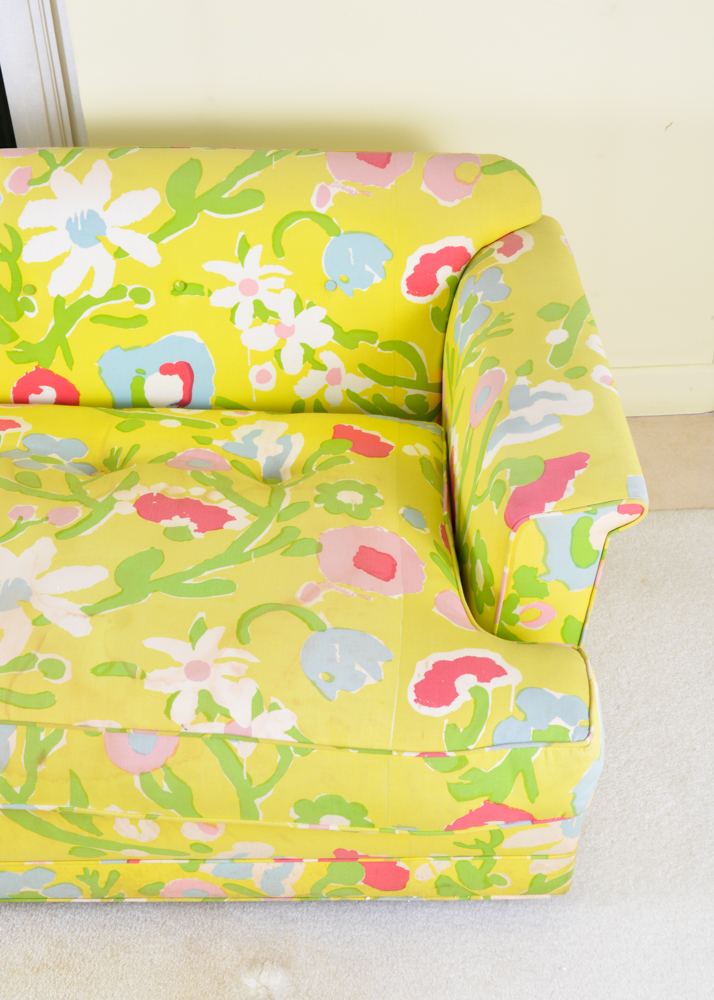 Chartreuse Floral Print Love Seat