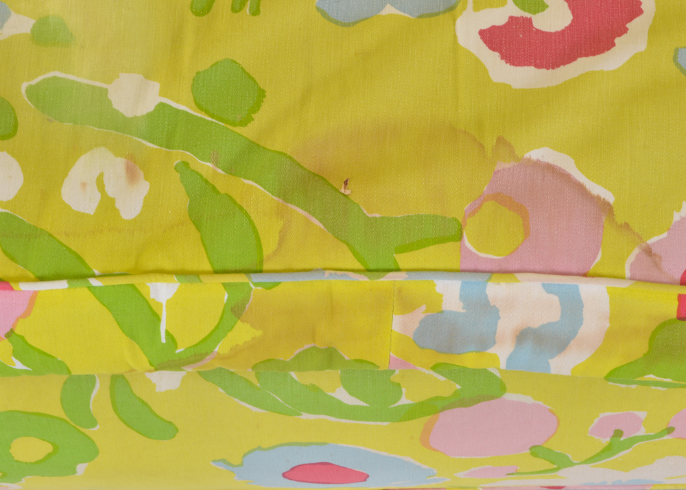 Three-Cushion Chartreuse and Floral Sofa