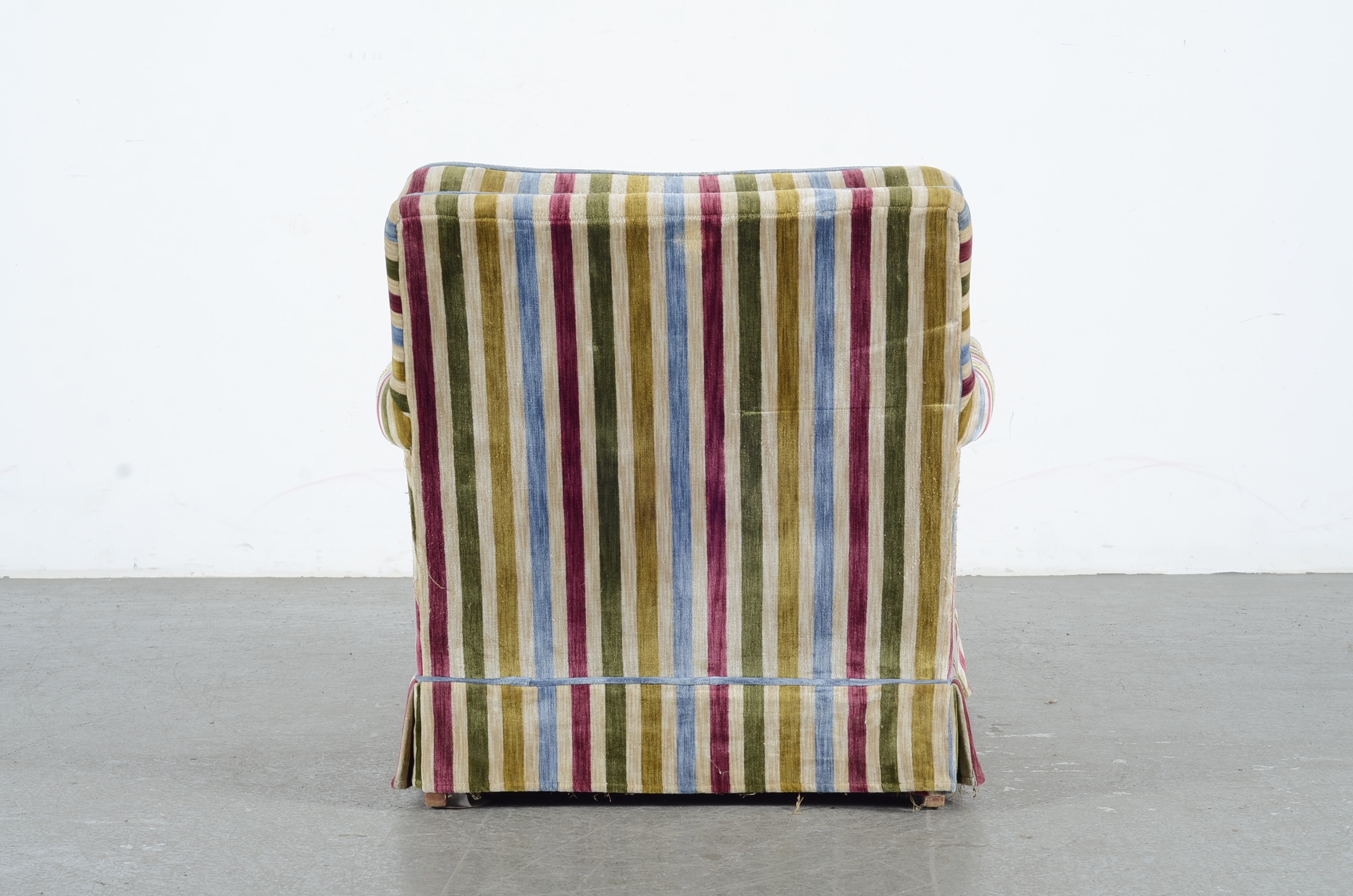 Bright Colored Pin Striped Fabric Lounge Chair