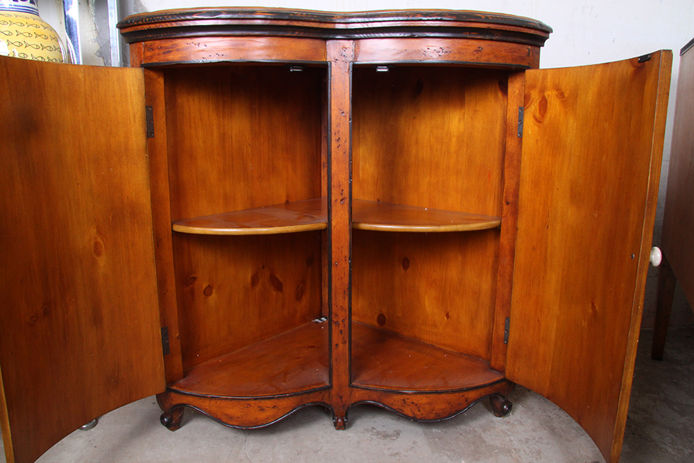 Pine Double Door Short Corner Cabinet