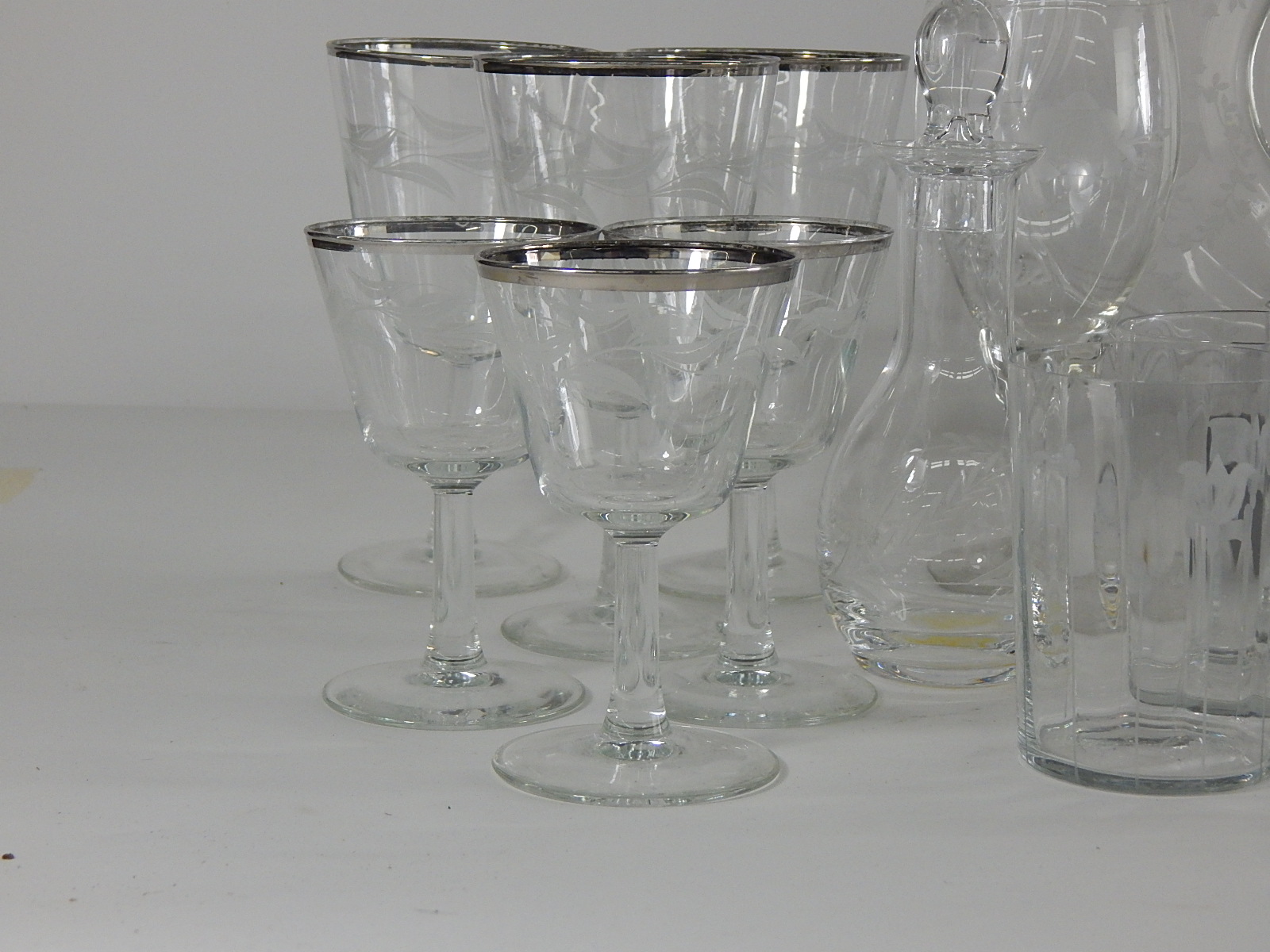 Vintage Etched Crystal and Stemware