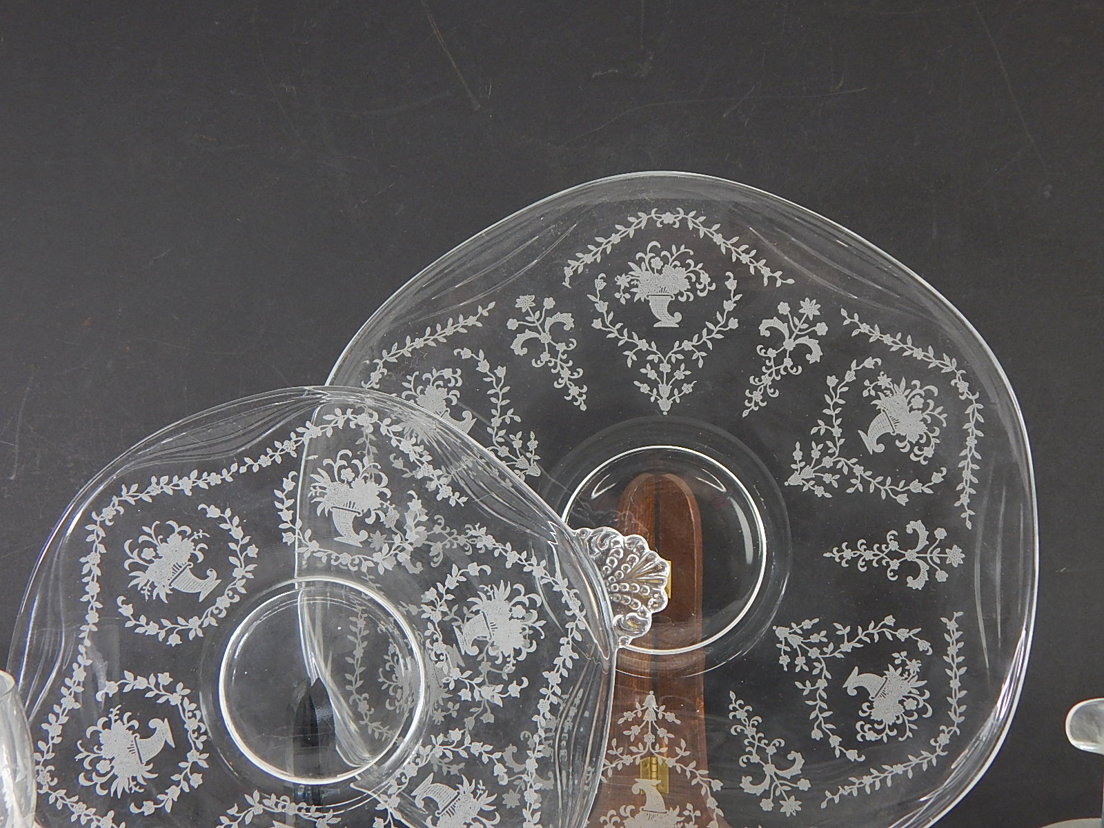 Vintage Etched Crystal and Stemware