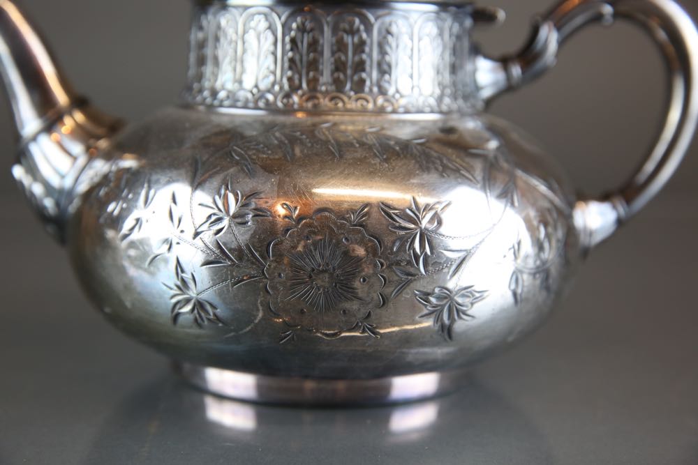 Antique James W. Tufts Quadruple Plate Five Piece Tea Set