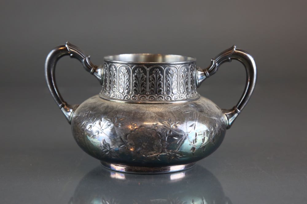 Antique James W. Tufts Quadruple Plate Five Piece Tea Set