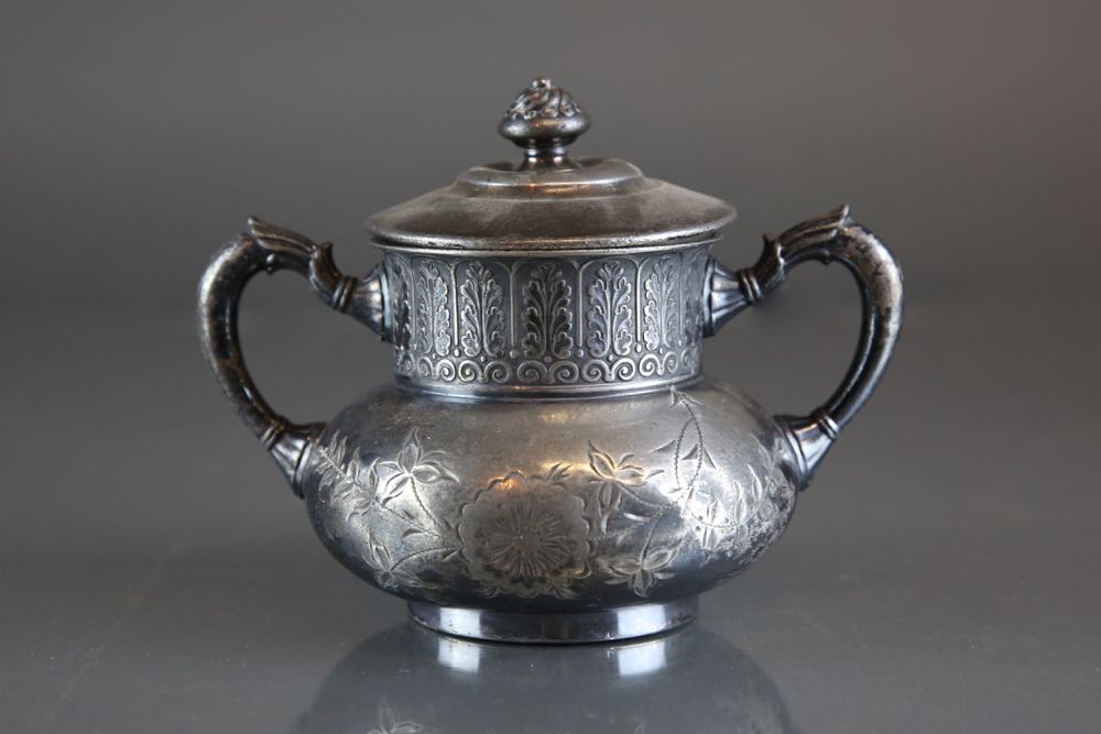 Antique James W. Tufts Quadruple Plate Five Piece Tea Set