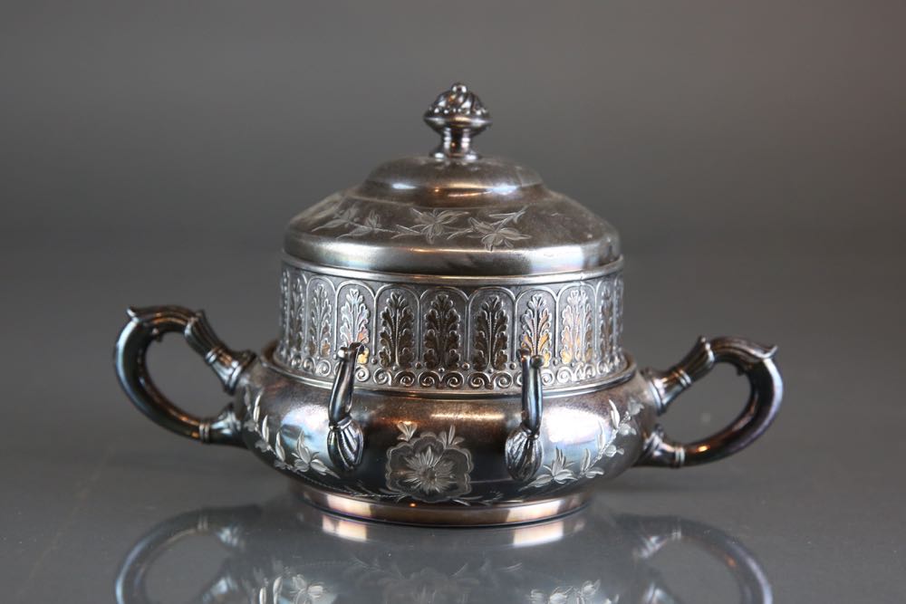 Antique James W. Tufts Quadruple Plate Five Piece Tea Set