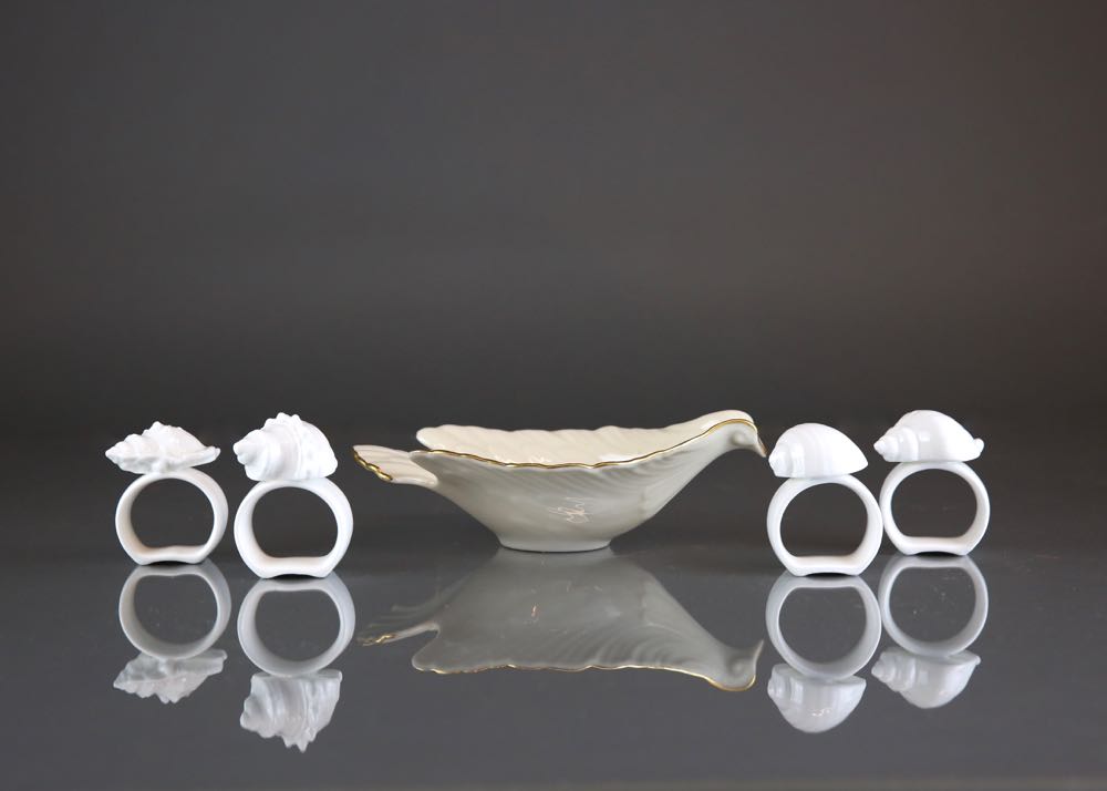 Bone China Shell Napkin Rings and Lenox China Dove Dish