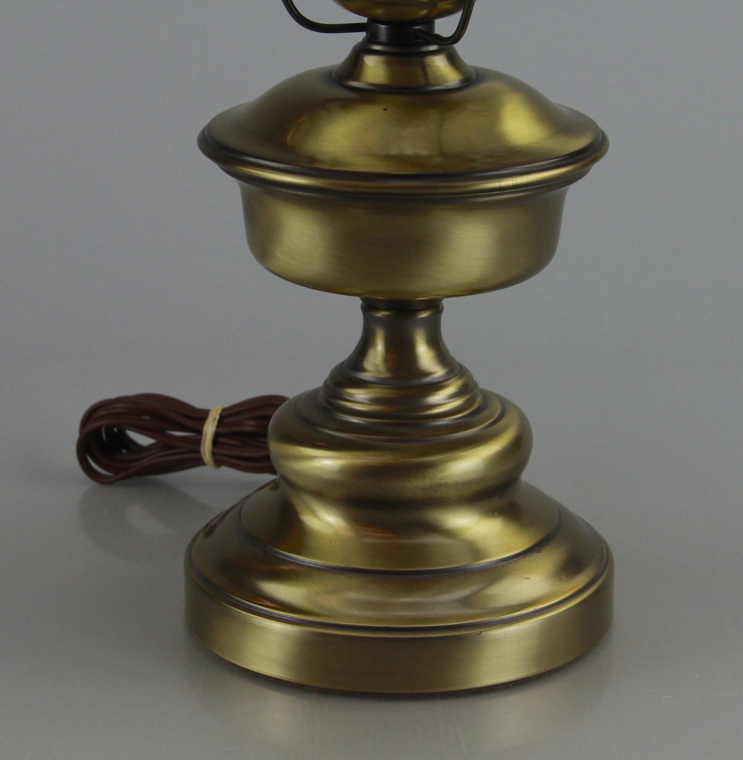 Bronze Toned Metal Lamp with Glass Globe Shade and Glass Chimney