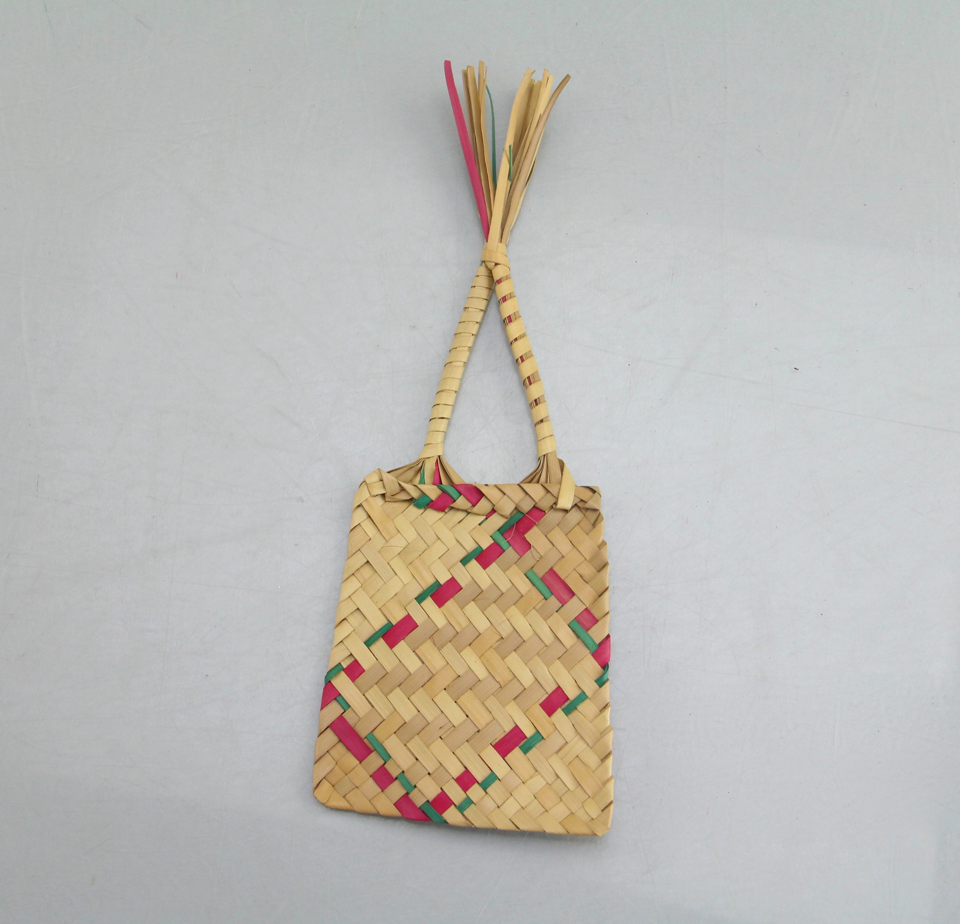 Woven Large Multicolored Picnic Basket and Reed Gathering Basket