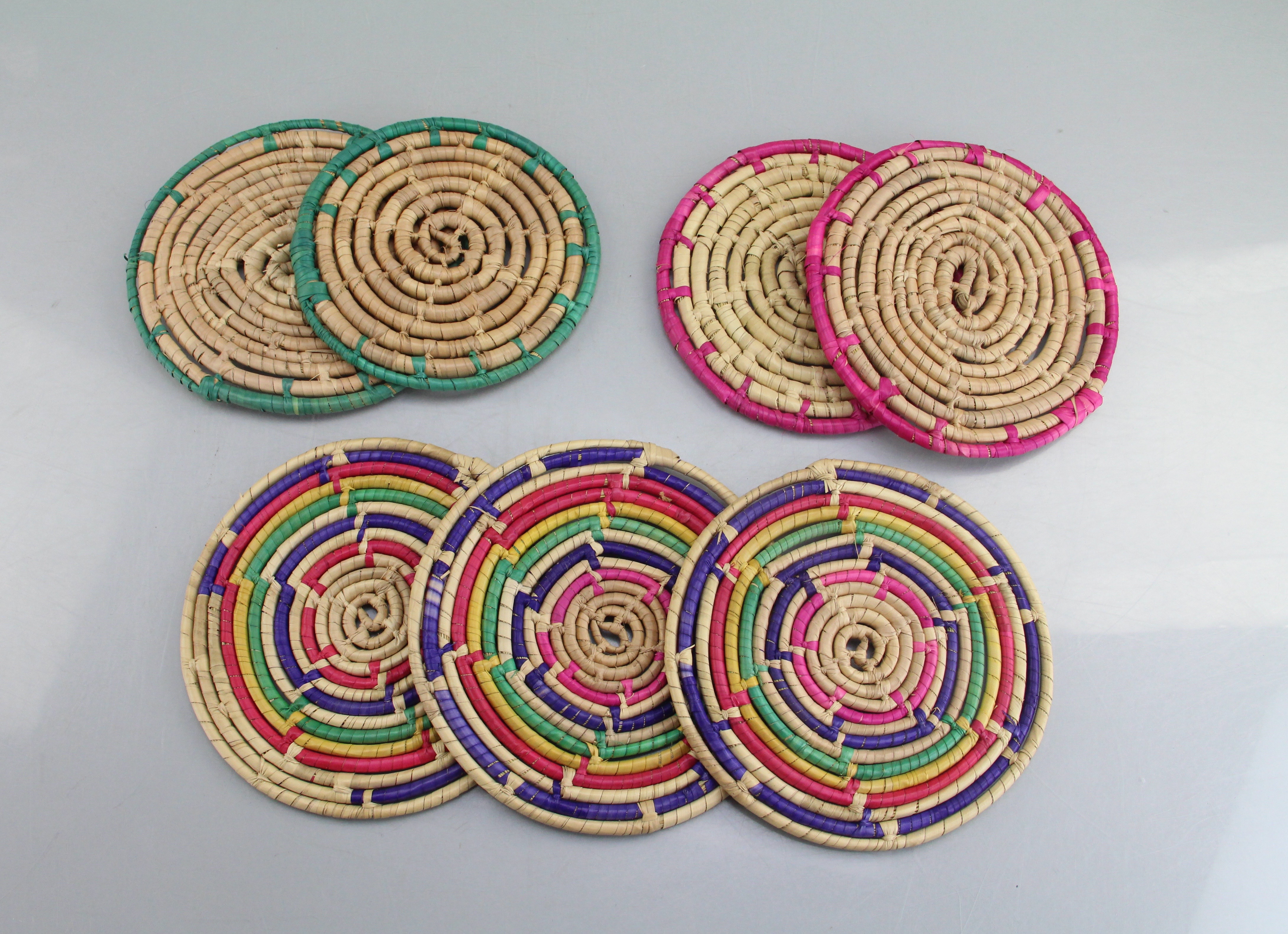 Woven Large Multicolored Picnic Basket and Reed Gathering Basket