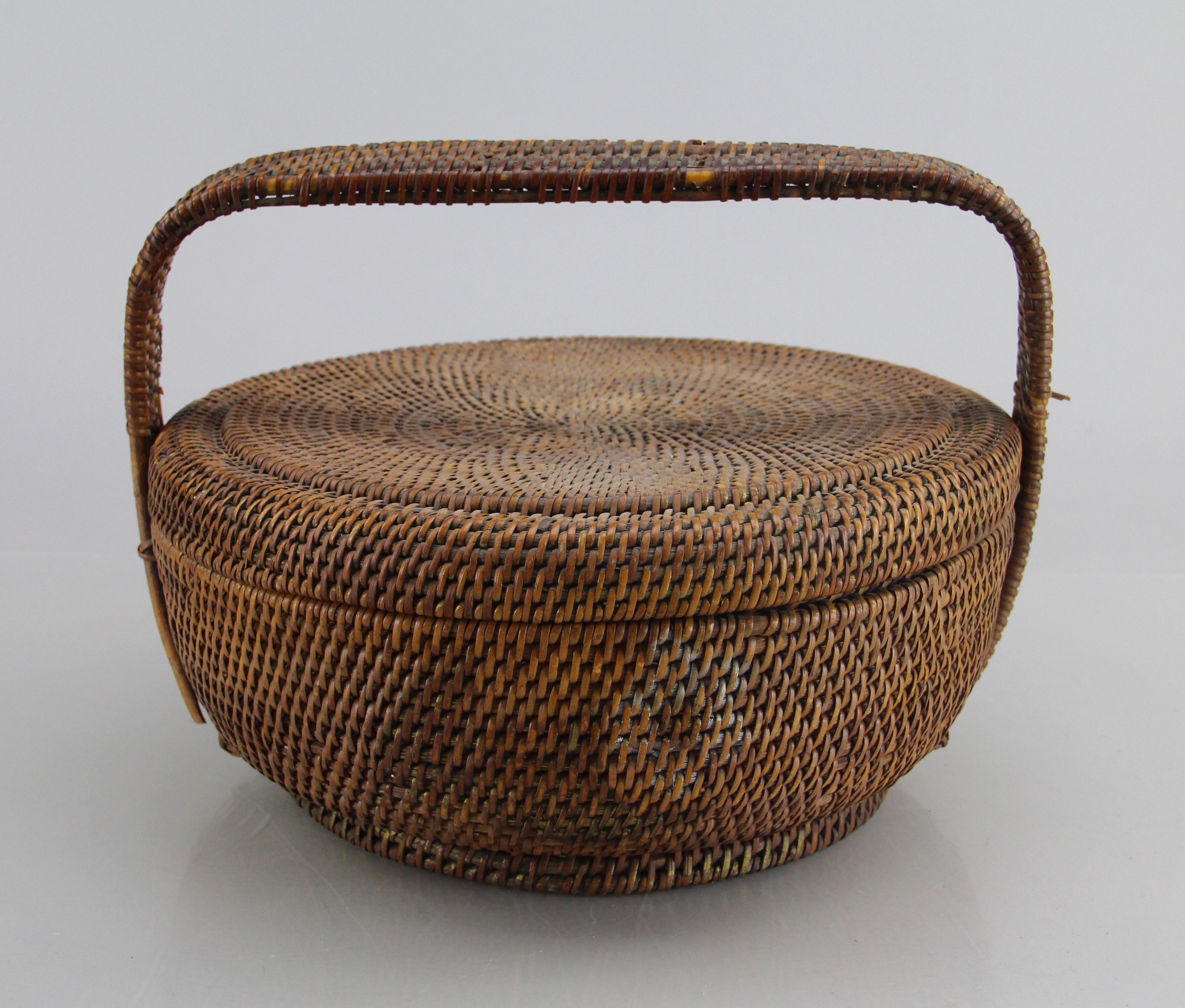 Woven Large Multicolored Picnic Basket and Reed Gathering Basket