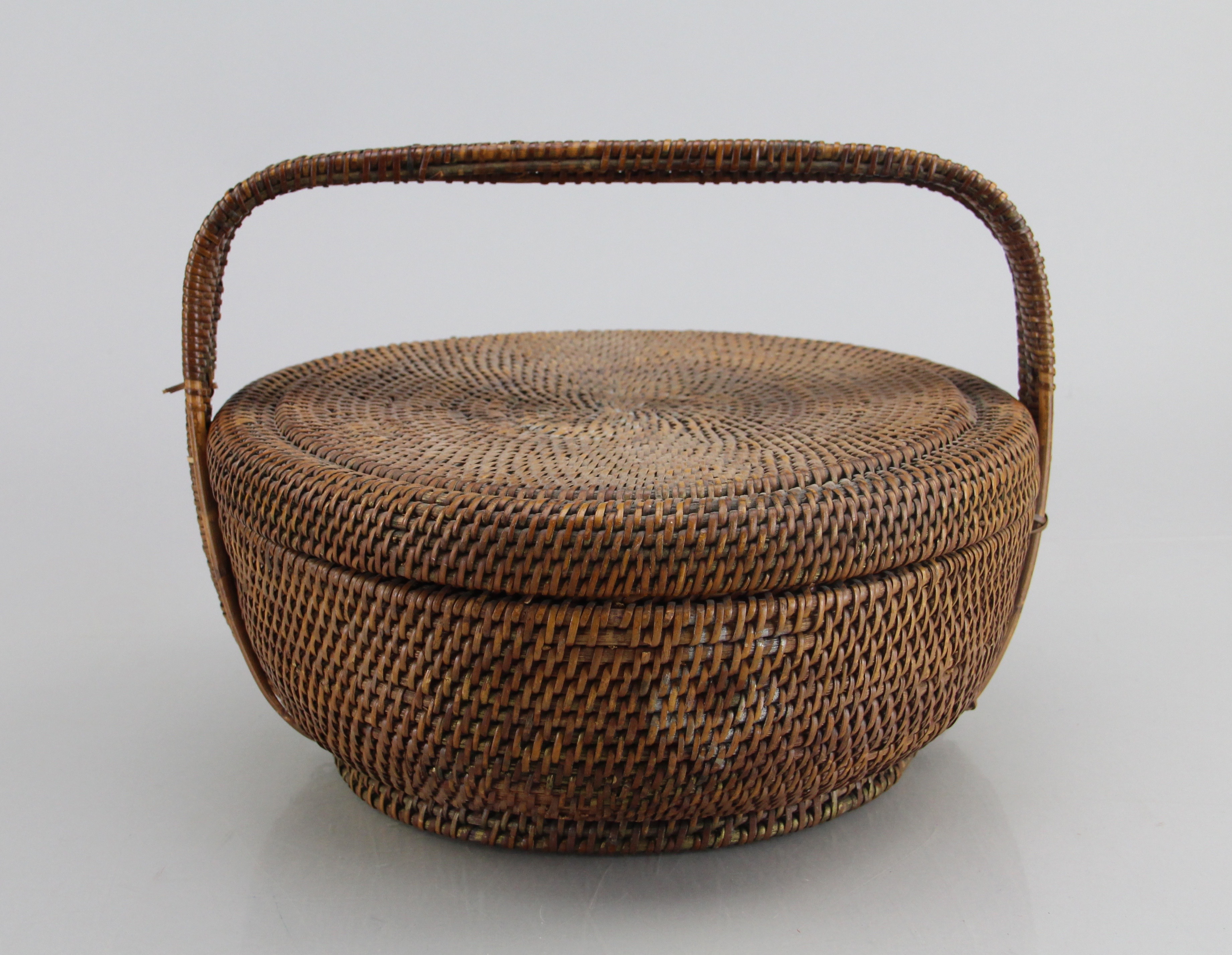 Woven Large Multicolored Picnic Basket and Reed Gathering Basket