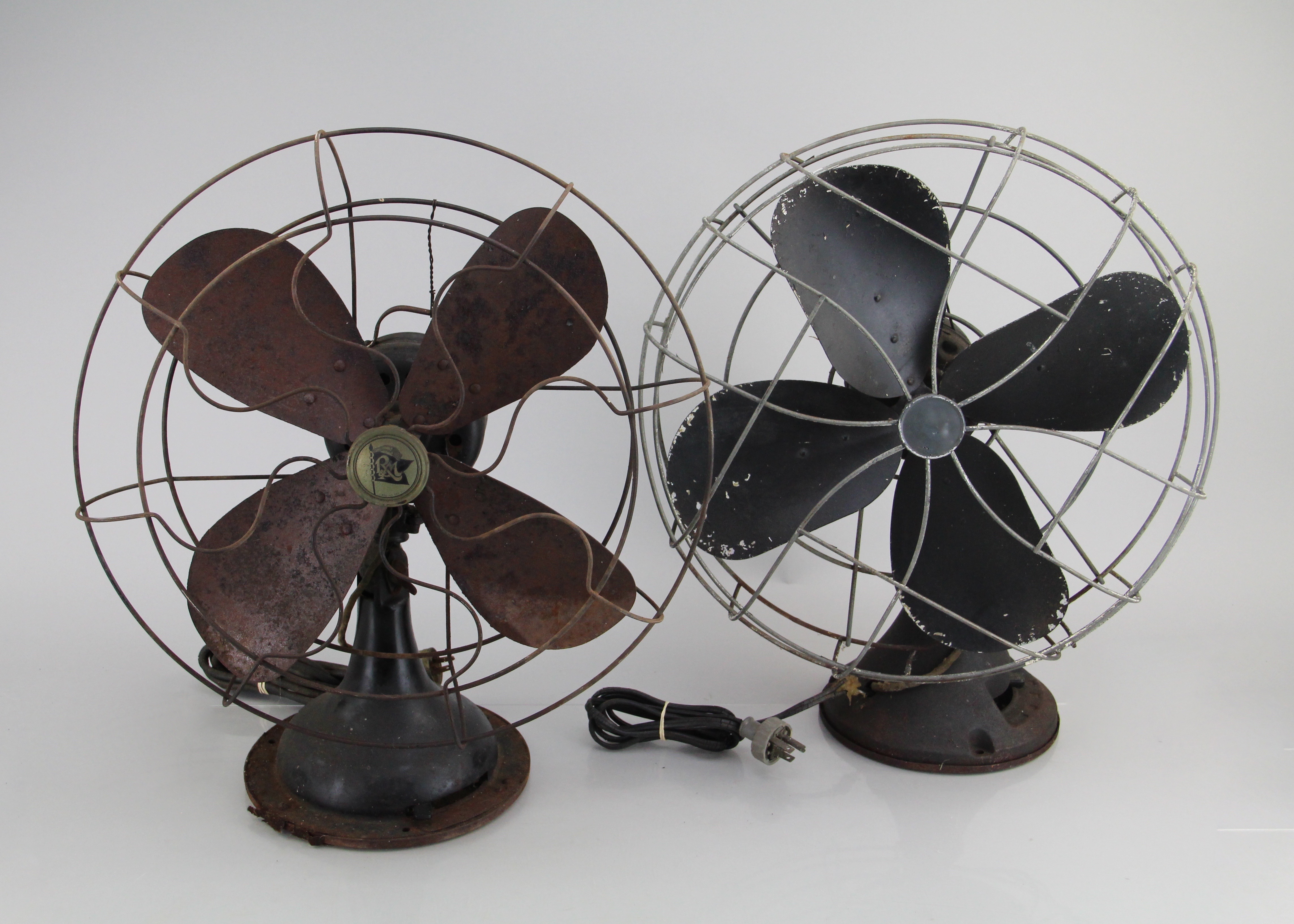 Vintage Robbins Myers Metal Desk Fan with Unmarked Desk Fan