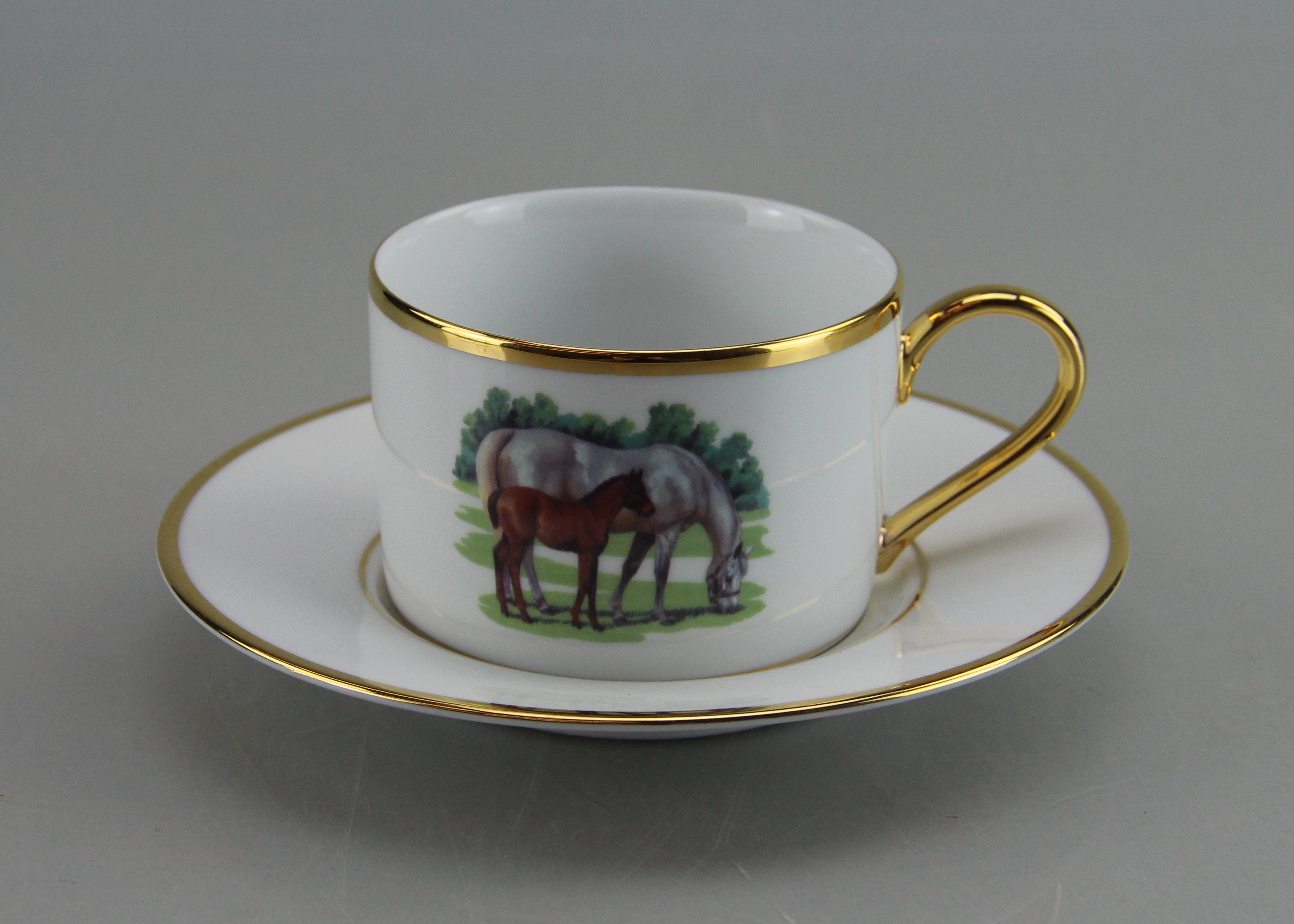 Julie Wear Fine Porcelain Bluegrass Teacup And Saucer