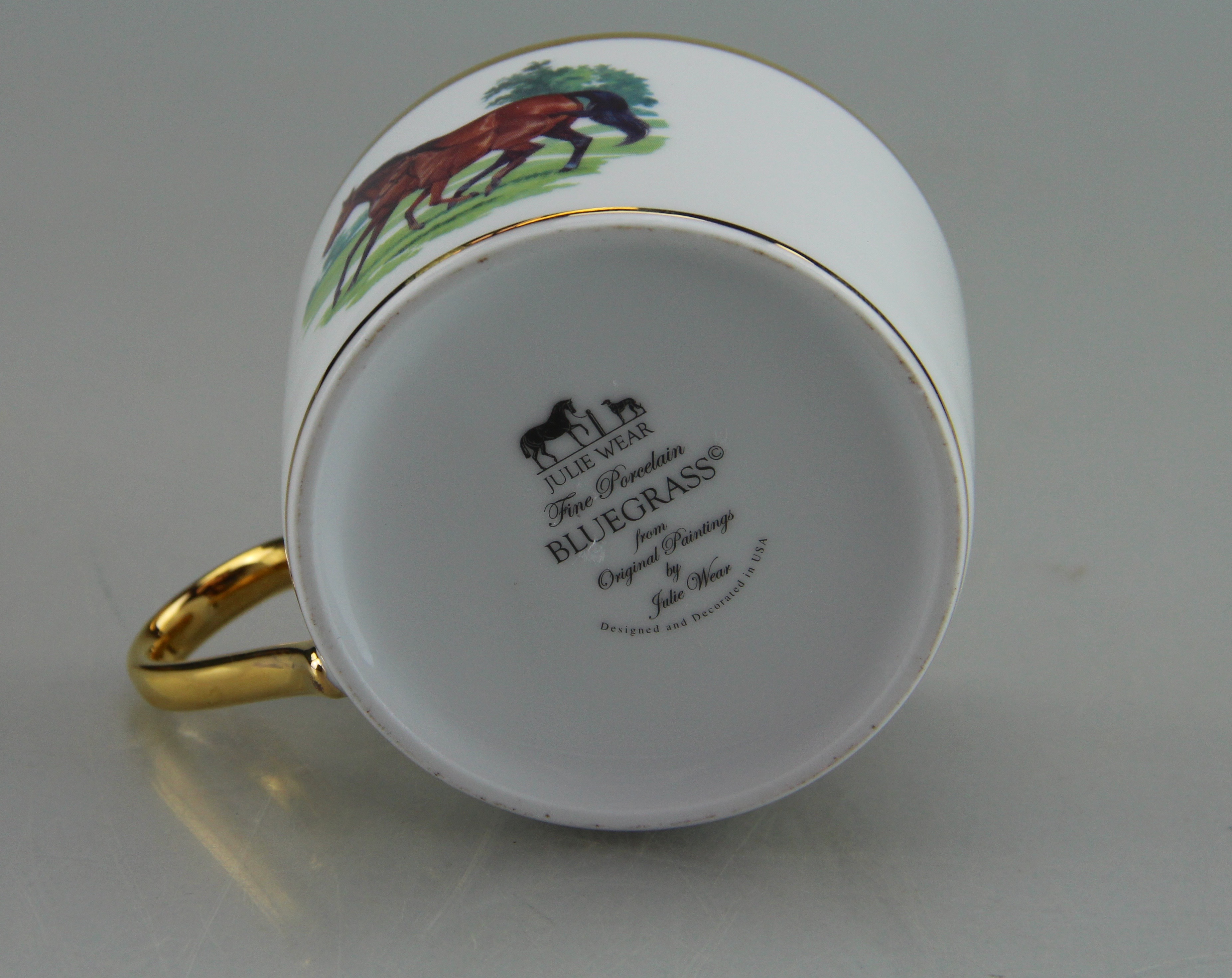 Julie Wear Fine Porcelain Bluegrass Teacup And Saucer