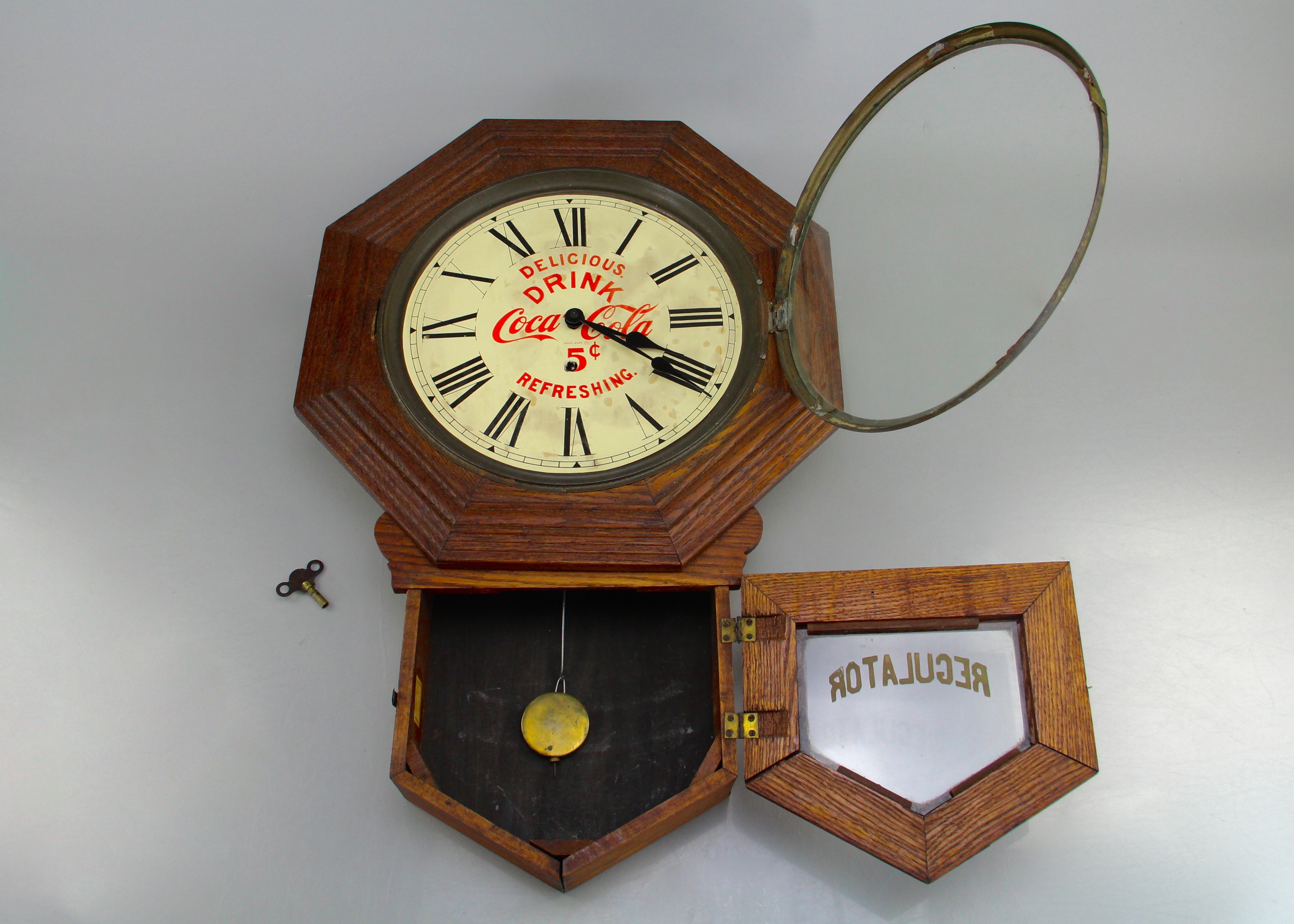 Vintage Coca-Cola Wooden Regulator Clock