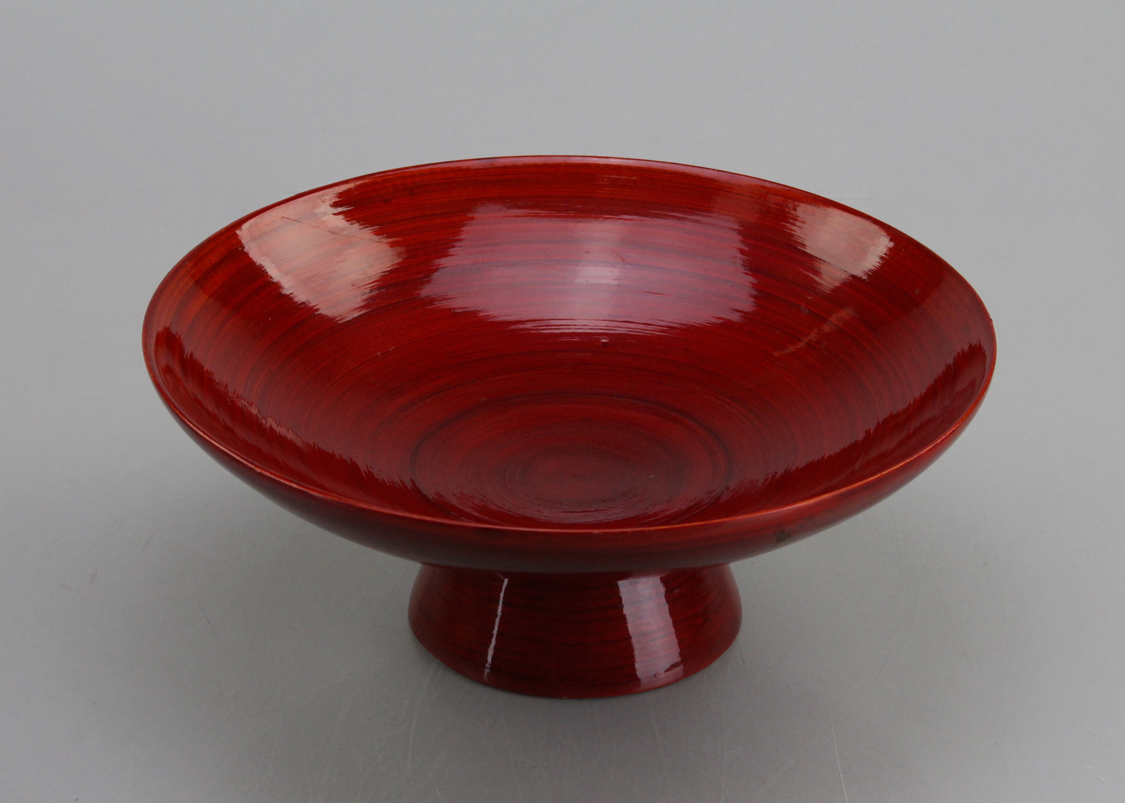 Red Lacquer Bowl with Pedestal