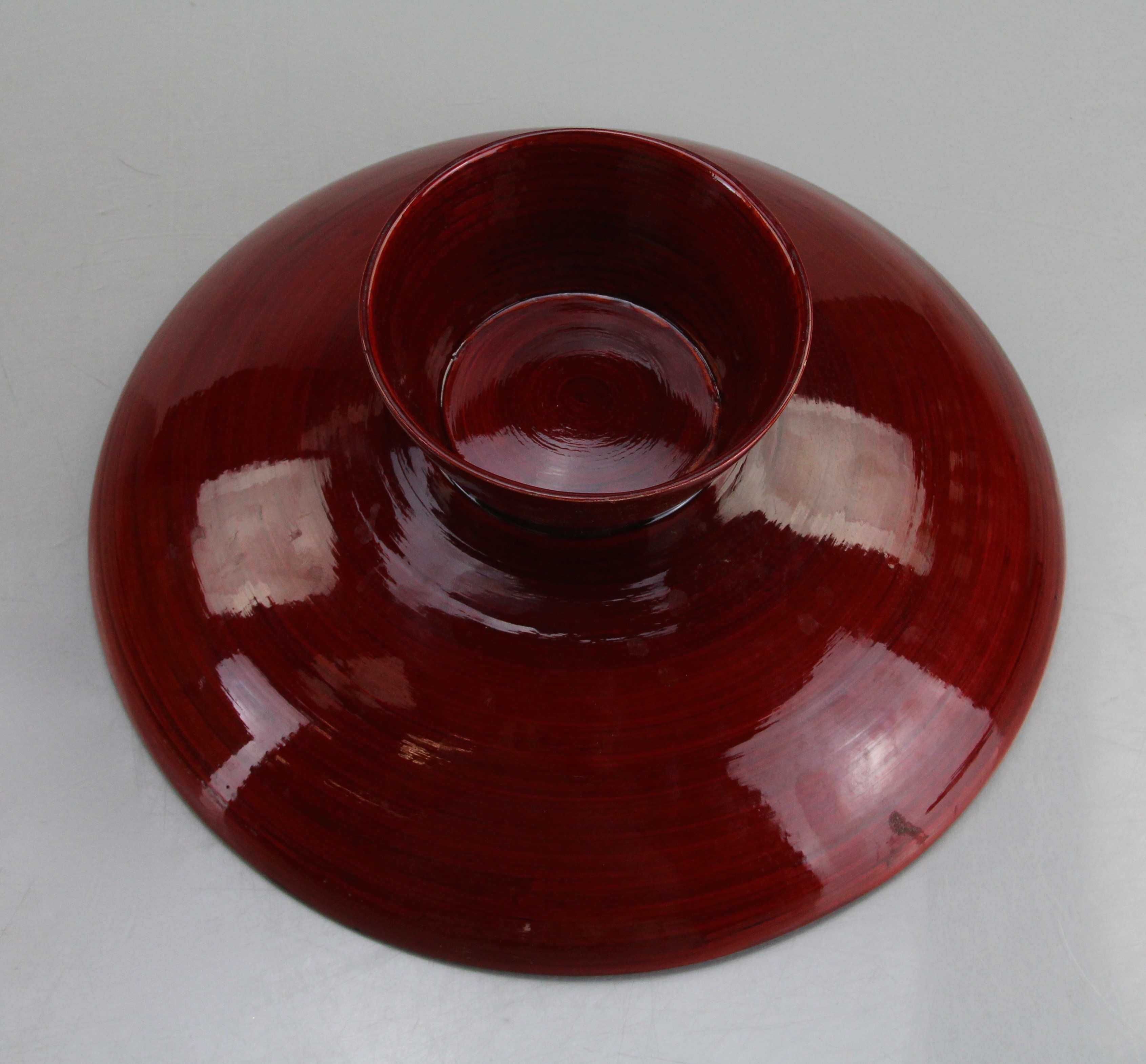 Red Lacquer Bowl with Pedestal