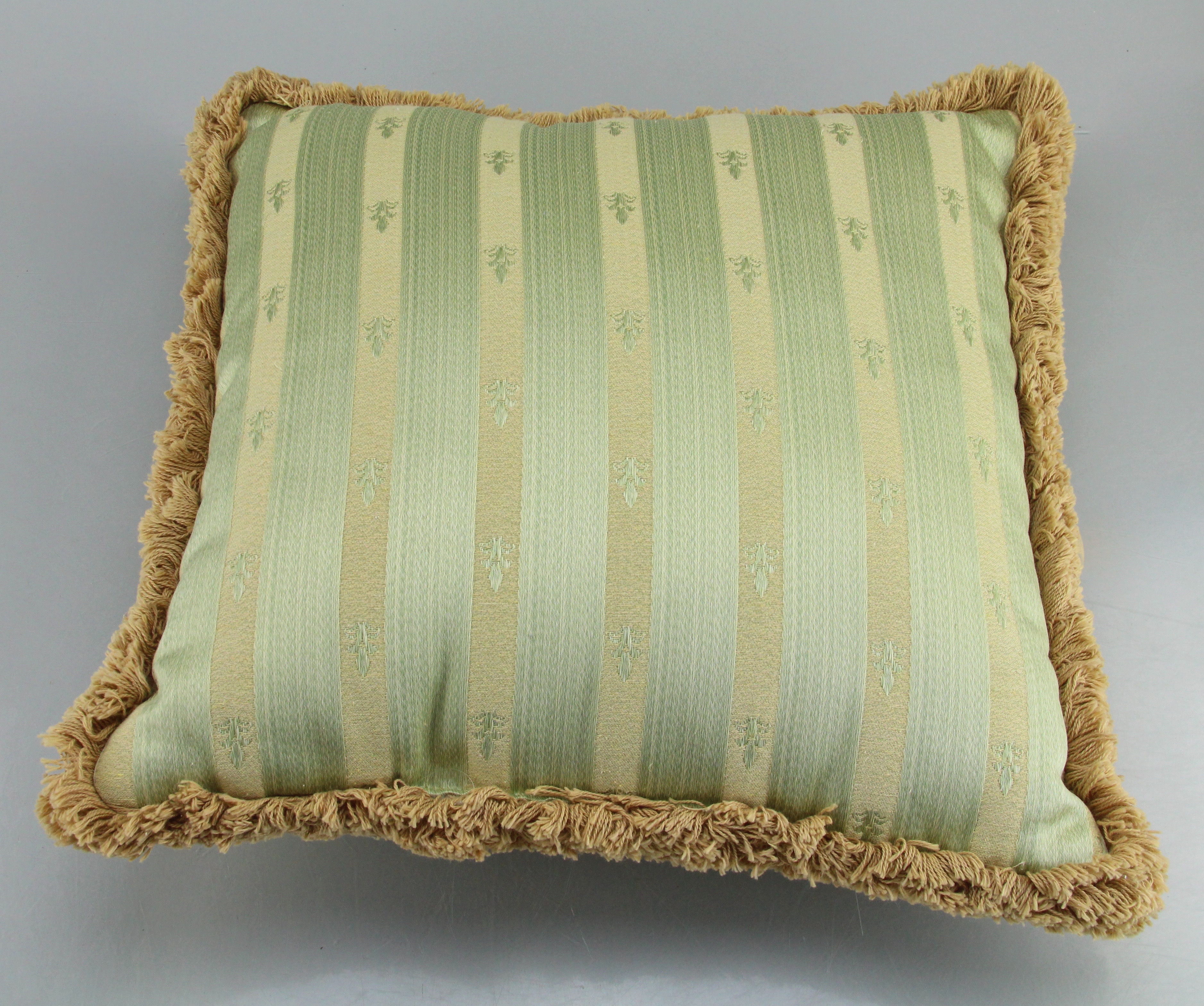 Two Matching Green And Tan Decorative Couch Pillows