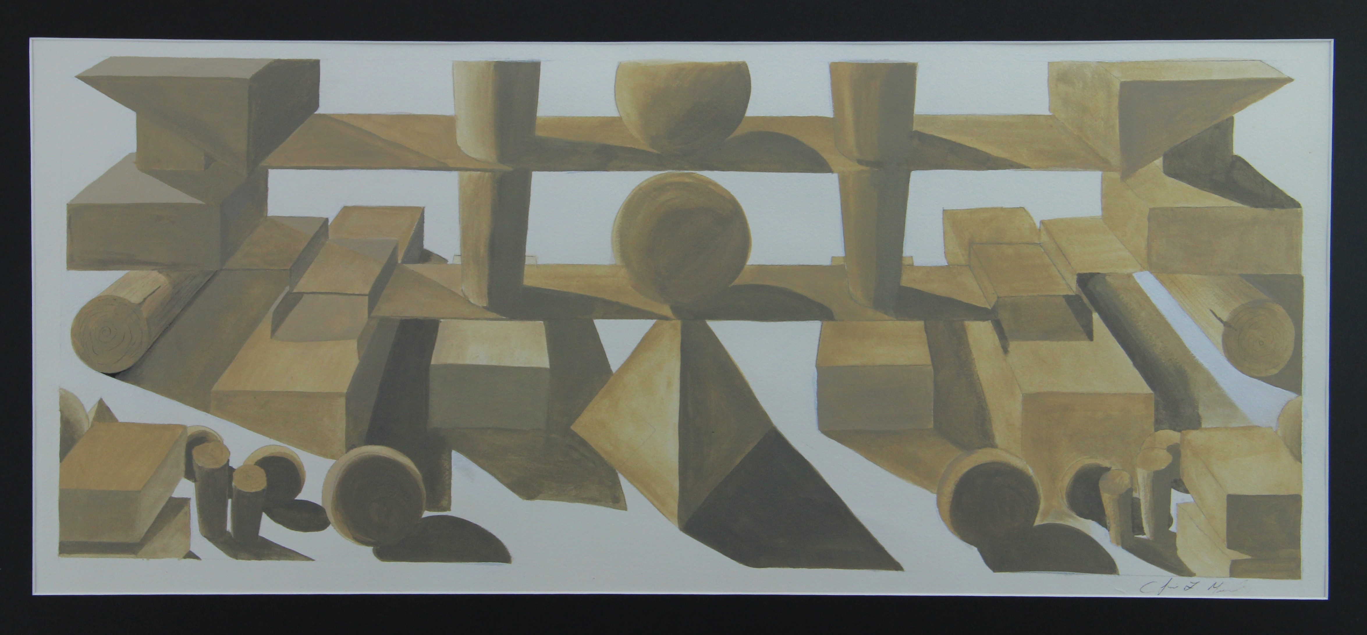 Geometric Symmetrical Art Print in Black Wooden Square Frame