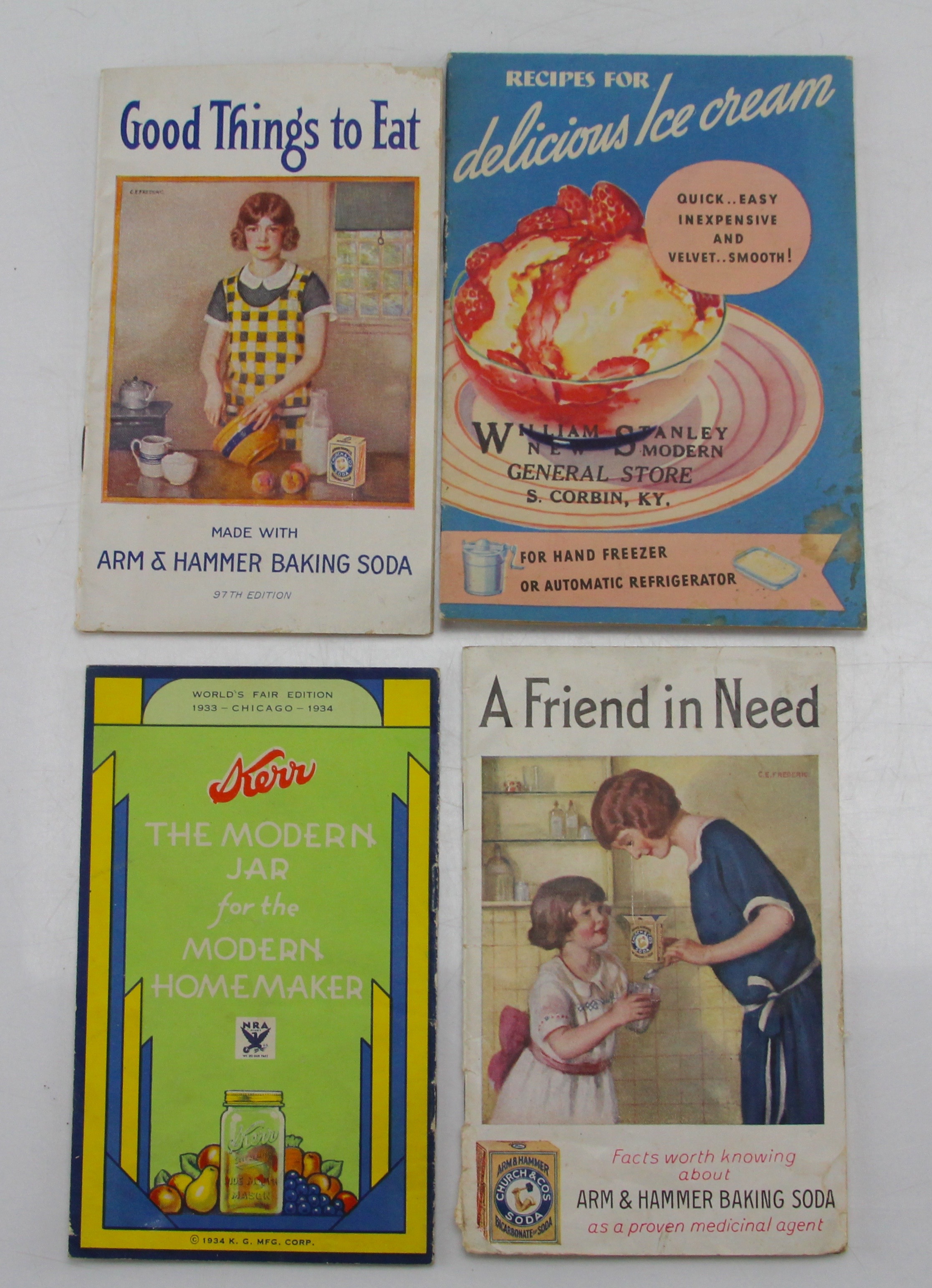 Vintage Recipe Booklets And Newspaper Clippings In Old Wooden Box