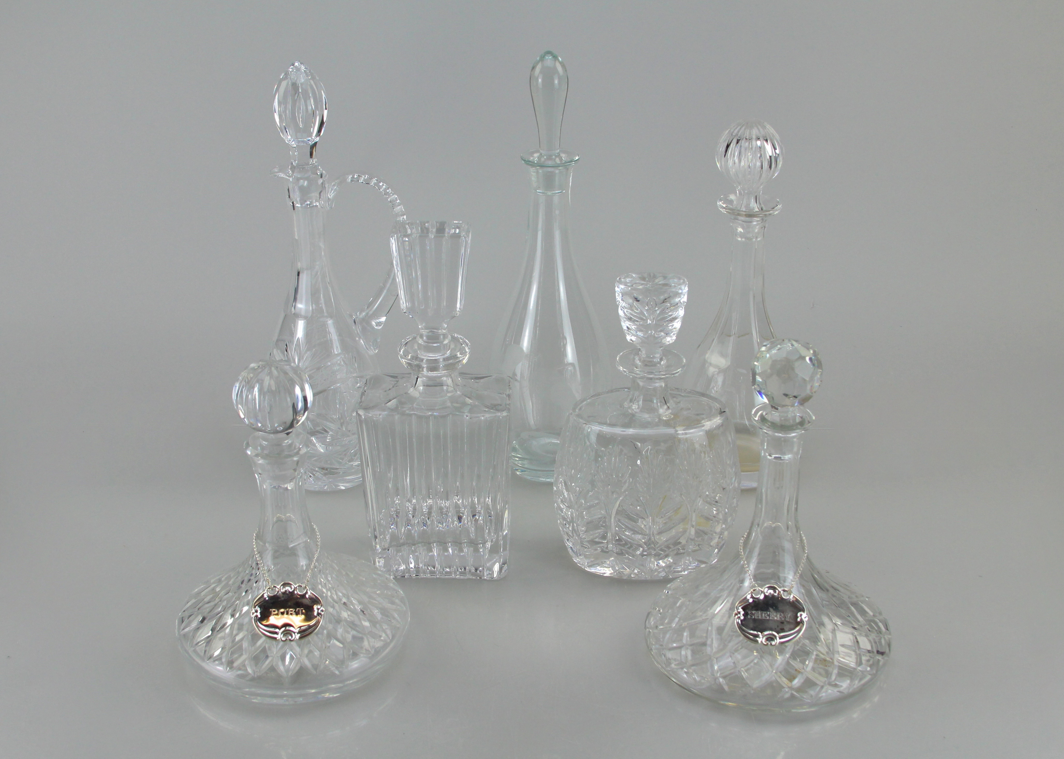 Assortment Of Seven Crystal Decanters